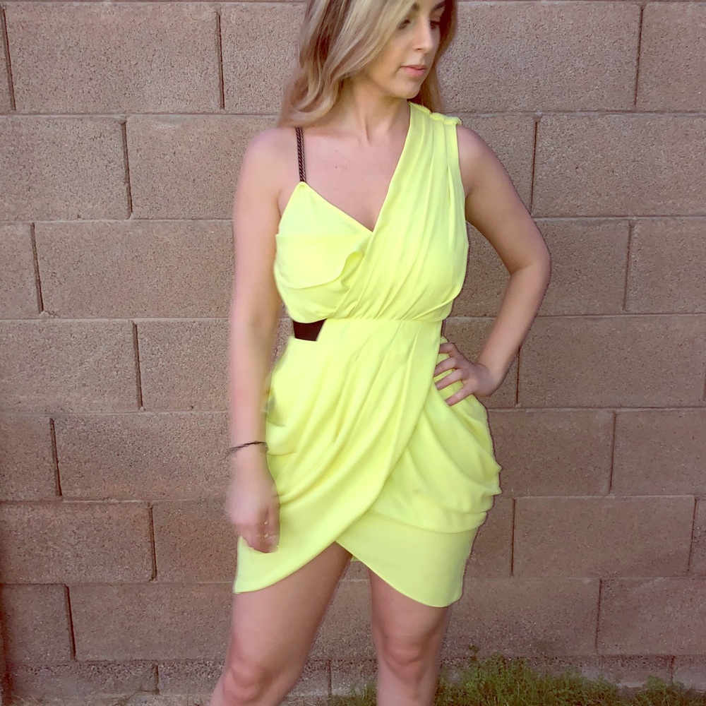 Lime green chiffon dress